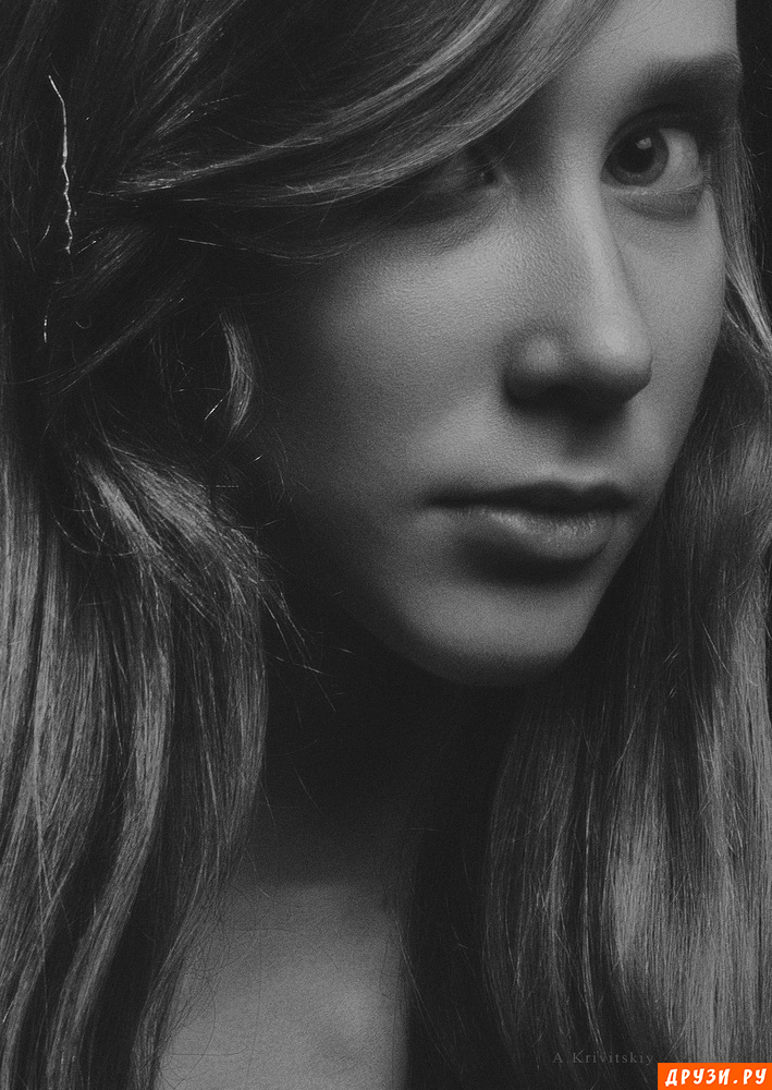Portrait, girl, black and white, studio, profile,